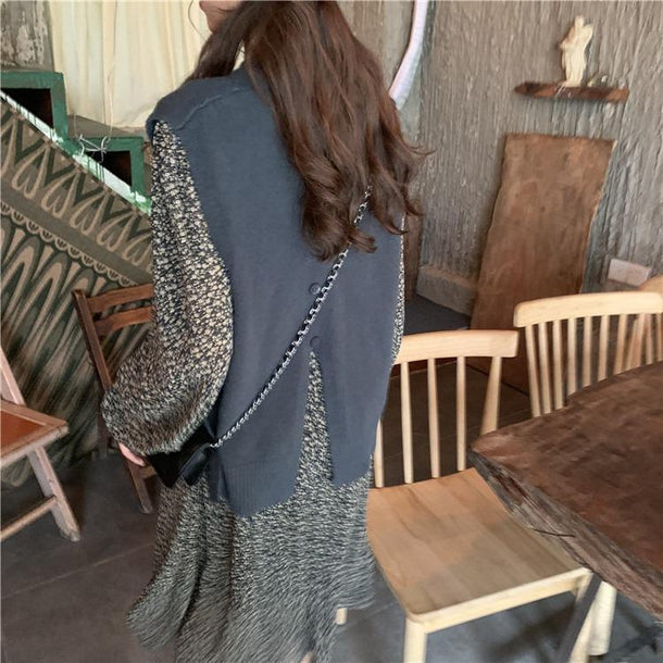 フラワーシフォンワンピ＆バックスリットニット 3170-お取り寄せ3170-画像8-韓国ファッション通販POPREA［ポップリア］