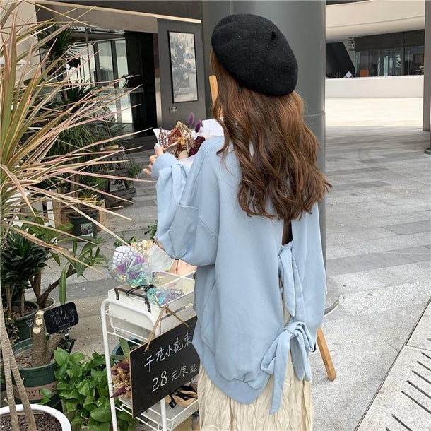 バックリボンスウェット 3179-お取り寄せ3179-画像2-韓国ファッション通販POPREA［ポップリア］