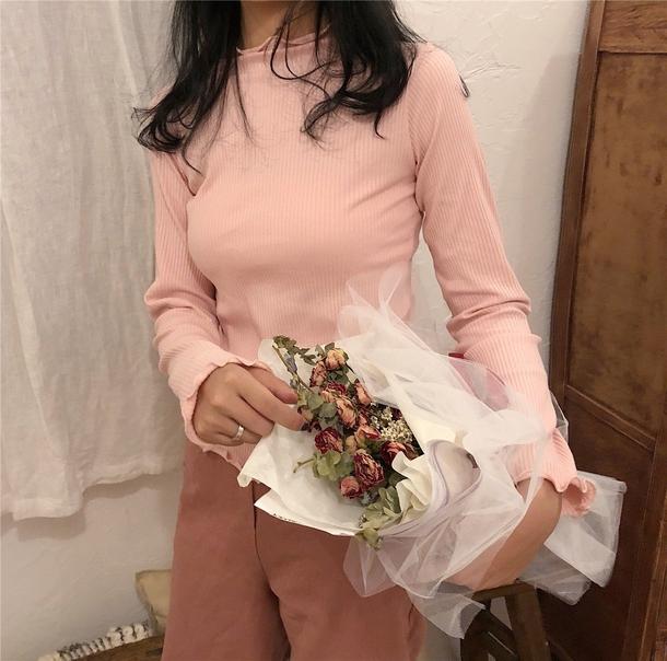 メロウリブトップス 3291-pink_お取り寄せ32911-画像1-韓国ファッション通販POPREA［ポップリア］