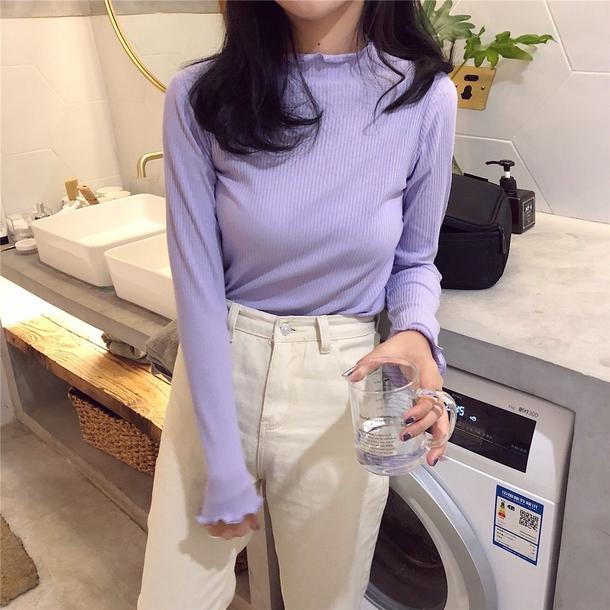 メロウリブトップス 3291-purple_お取り寄せ32912-画像2-韓国ファッション通販POPREA［ポップリア］