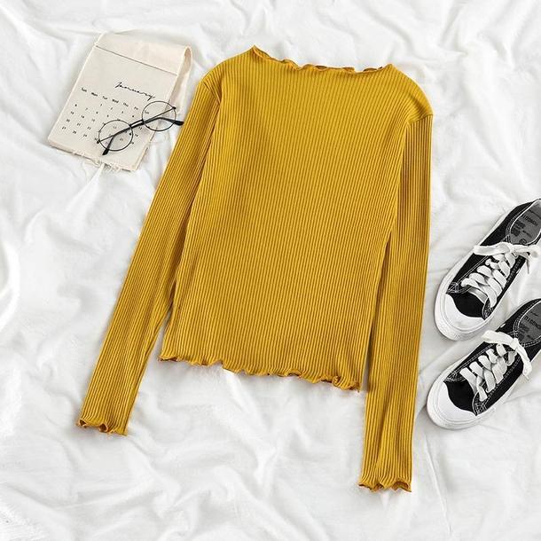 メロウリブトップス 3291-yellow_お取り寄せ32915-画像12-韓国ファッション通販POPREA［ポップリア］