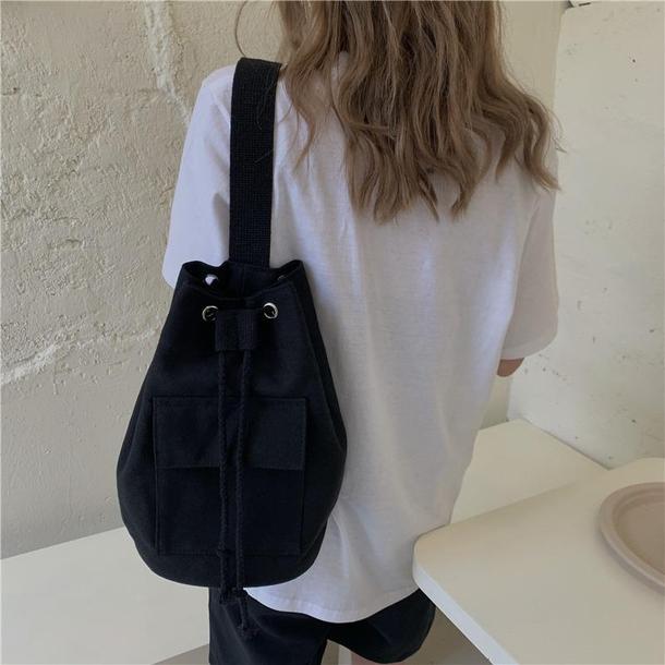 キャンバスバケツバッグ 3322-black_お取り寄せ33222-画像2-韓国ファッション通販POPREA［ポップリア］