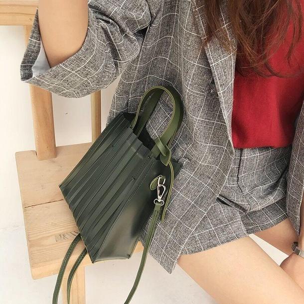 ストライプシースルークリアバッグ 3429-green_お取り寄せ34293-画像4-韓国ファッション通販POPREA［ポップリア］