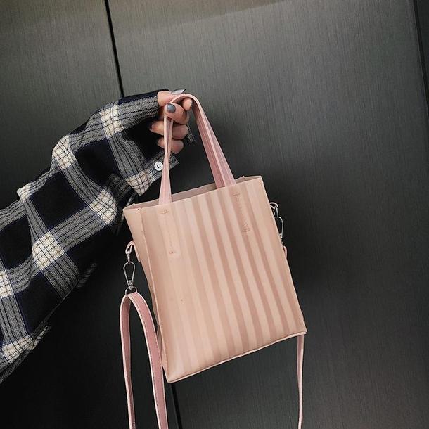 ストライプシースルークリアバッグ 3429-pink_お取り寄せ34294-画像5-韓国ファッション通販POPREA［ポップリア］