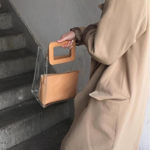 ポシェット＆クリアバッグ 3441-brown_お取り寄せ34411-画像2-韓国ファッション通販POPREA［ポップリア］