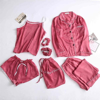 ルームウェア７点セット 3476-rose pink/M_お取り寄せ34761-画像2-韓国ファッション通販POPREA［ポップリア］