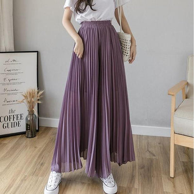 プリーツワイドパンツ 3696-purple/S_お取り寄せ36964-画像1-韓国ファッション通販POPREA［ポップリア］