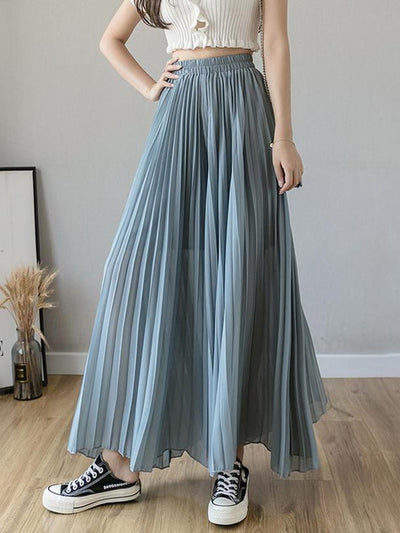 プリーツワイドパンツ 3696-blue/S_お取り寄せ36967-画像3-韓国ファッション通販POPREA［ポップリア］