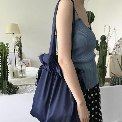 くすみサテントートバッグ 3711-navy_お取り寄せ37115-画像5-韓国ファッション通販POPREA［ポップリア］