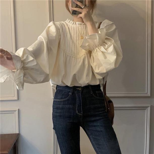 レトロキャンディースリーブブラウス 3776-お取り寄せ3776-画像13-韓国ファッション通販POPREA［ポップリア］