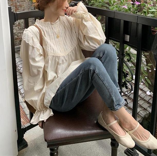 レトロキャンディースリーブブラウス 3776-お取り寄せ3776-画像4-韓国ファッション通販POPREA［ポップリア］