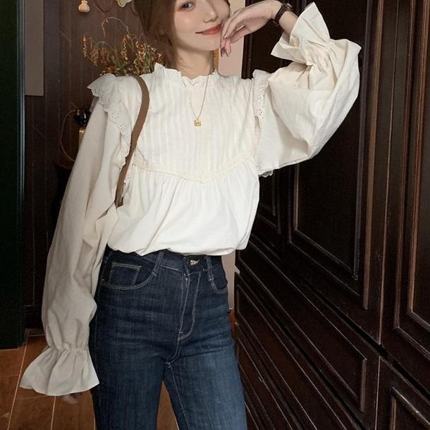 レトロキャンディースリーブブラウス 3776-お取り寄せ3776-画像5-韓国ファッション通販POPREA［ポップリア］