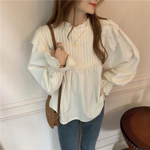 レトロキャンディースリーブブラウス 3776-お取り寄せ3776-画像6-韓国ファッション通販POPREA［ポップリア］