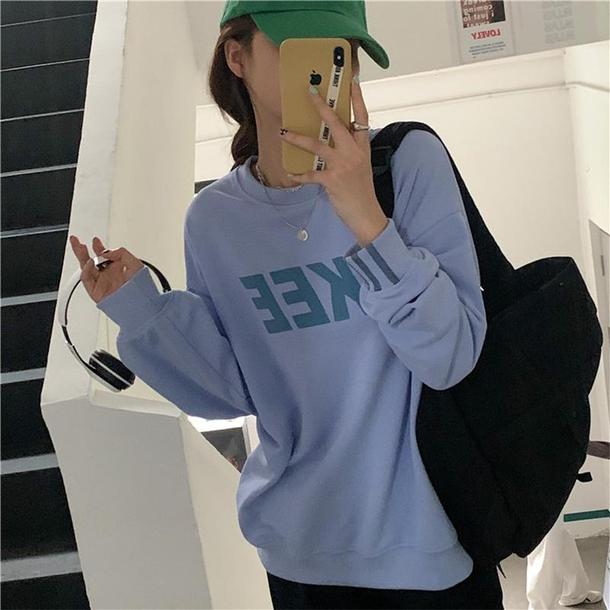 プリントラウンドネックトレーナー 3807-baby-blue_お取り寄せ38073-画像3-韓国ファッション通販POPREA［ポップリア］