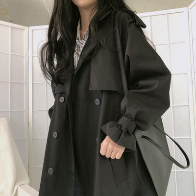 オーバーサイズトレンチコート 3817-black/S_お取り寄せ38174-画像2-韓国ファッション通販POPREA［ポップリア］