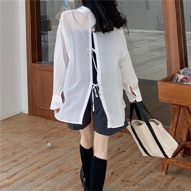 バックタイシアーブラウス 3841-white_お取り寄せ38413-画像3-韓国ファッション通販POPREA［ポップリア］