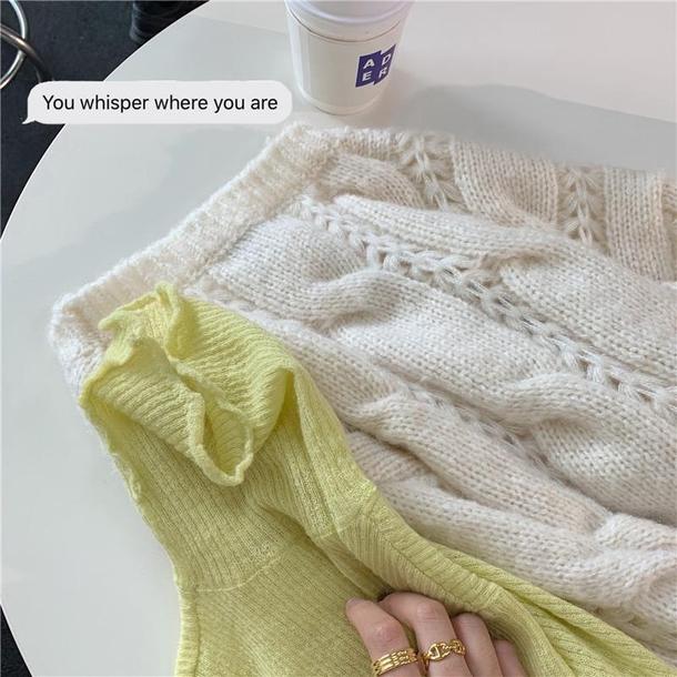 マスタードイエロータートルインナー 3842-お取り寄せ3842-画像2-韓国ファッション通販POPREA［ポップリア］