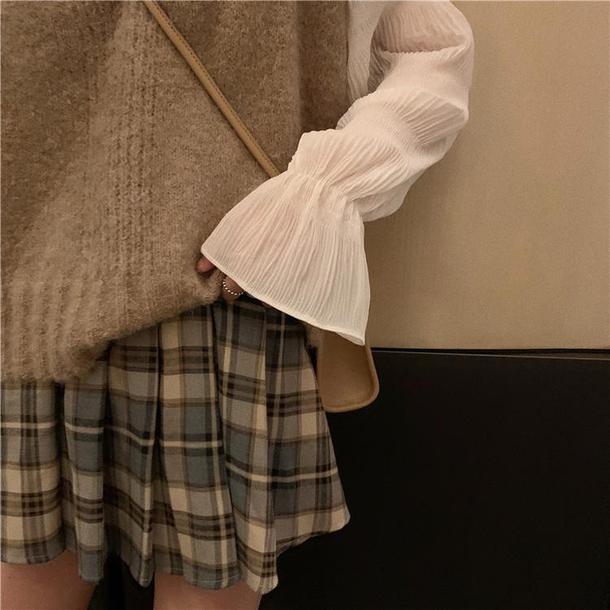 Vニット＆クリンクルブラウス 3850-お取り寄せ3850-画像10-韓国ファッション通販POPREA［ポップリア］