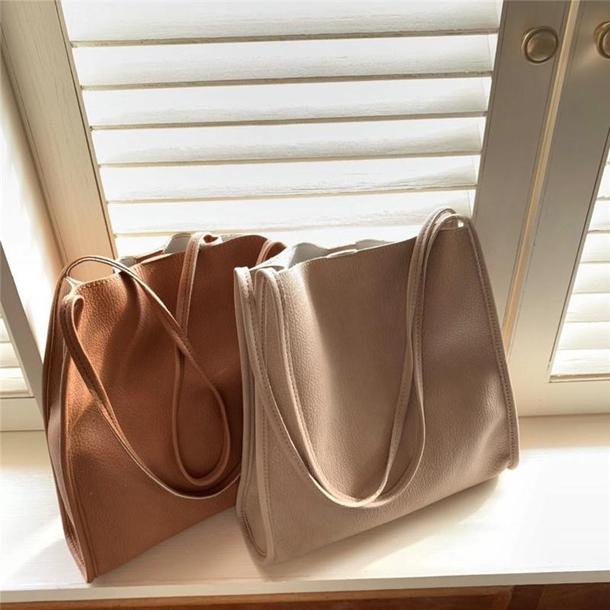 ショルダーソフトエコレザーバッグ 3855-beige_お取り寄せ38553-画像3-韓国ファッション通販POPREA［ポップリア］