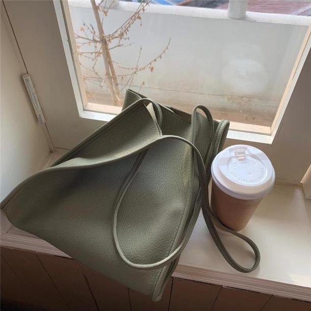 ショルダーソフトエコレザーバッグ 3855-green_お取り寄せ38555-画像5-韓国ファッション通販POPREA［ポップリア］