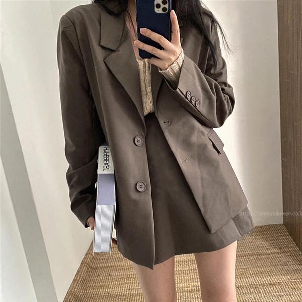 ショートスカートセットアップ 3919-brown/S_お取り寄せ39191-画像1-韓国ファッション通販POPREA［ポップリア］