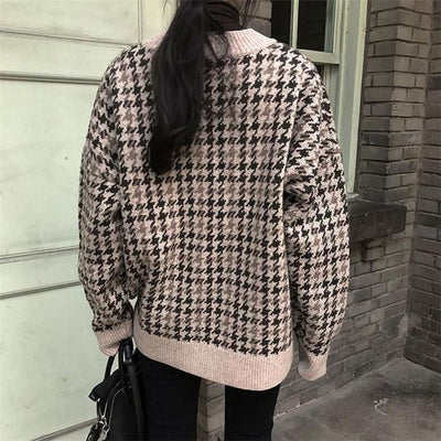 千鳥格子オーバーカーディガン 3953-お取り寄せ3953-画像10-韓国ファッション通販POPREA［ポップリア］