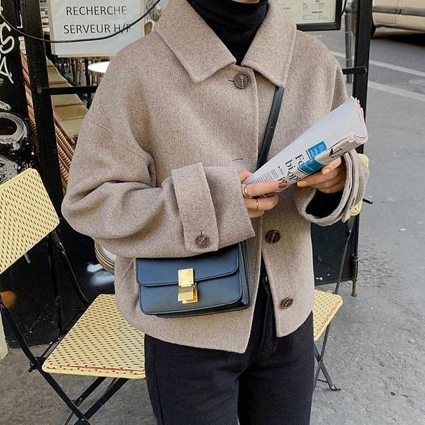 シングルブレストウールライクコート 3968-お取り寄せ3968-画像2-韓国ファッション通販POPREA［ポップリア］