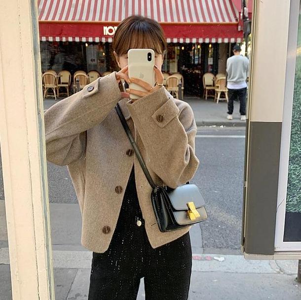 シングルブレストウールライクコート 3968-お取り寄せ3968-画像3-韓国ファッション通販POPREA［ポップリア］