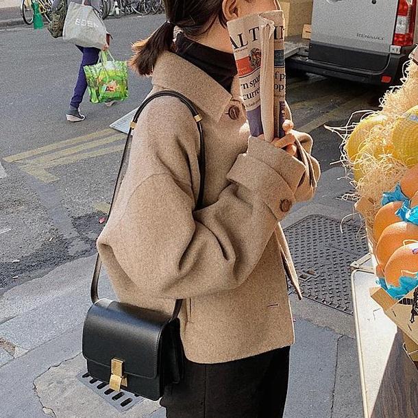 シングルブレストウールライクコート 3968-お取り寄せ3968-画像4-韓国ファッション通販POPREA［ポップリア］