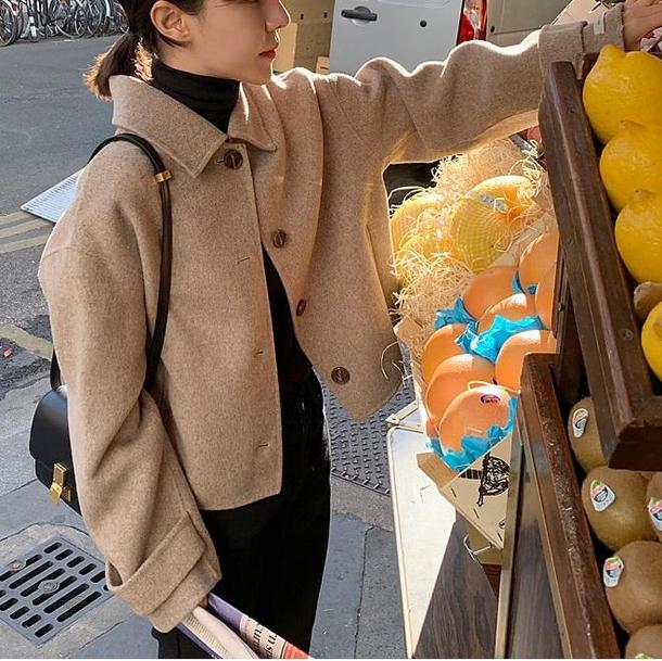 シングルブレストウールライクコート 3968-お取り寄せ3968-画像6-韓国ファッション通販POPREA［ポップリア］