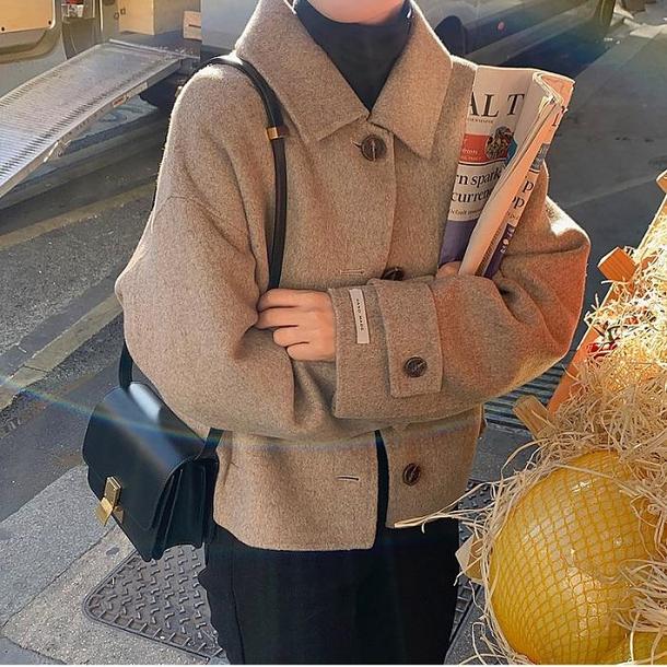 シングルブレストウールライクコート 3968-お取り寄せ3968-画像1-韓国ファッション通販POPREA［ポップリア］