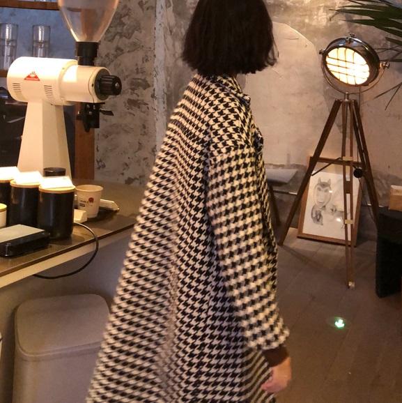 千鳥格子ロングコート 3977-お取り寄せ3977-画像11-韓国ファッション通販POPREA［ポップリア］