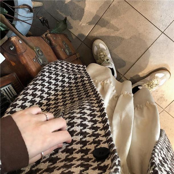 千鳥格子ロングコート 3977-お取り寄せ3977-画像12-韓国ファッション通販POPREA［ポップリア］