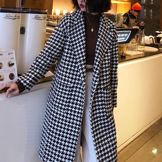 千鳥格子ロングコート 3977-お取り寄せ3977-画像6-韓国ファッション通販POPREA［ポップリア］