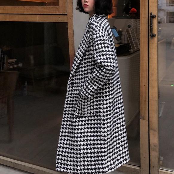 千鳥格子ロングコート 3977-お取り寄せ3977-画像7-韓国ファッション通販POPREA［ポップリア］