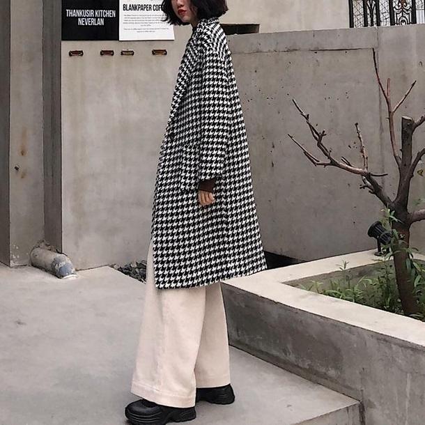 千鳥格子ロングコート 3977-お取り寄せ3977-画像8-韓国ファッション通販POPREA［ポップリア］