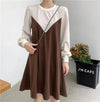 バイカラードッキングワンピ 3984-brown_お取り寄せ39841-画像2-韓国ファッション通販POPREA［ポップリア］