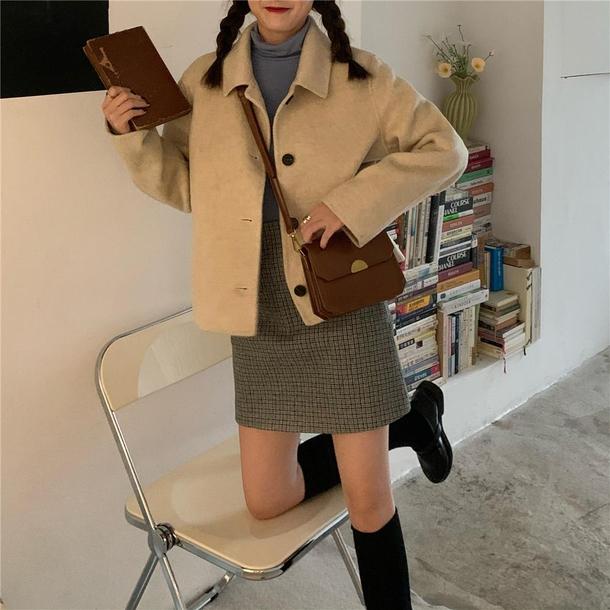 シングルショートコート 4007-お取り寄せ4007-画像2-韓国ファッション通販POPREA［ポップリア］