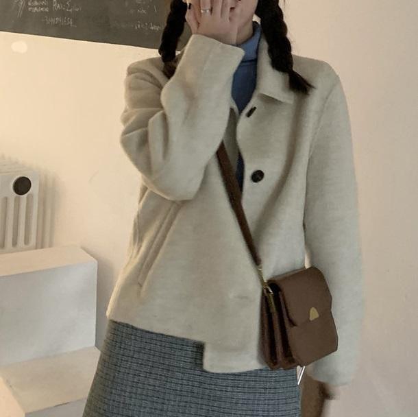 シングルショートコート 4007-お取り寄せ4007-画像1-韓国ファッション通販POPREA［ポップリア］