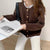 ニットラウンドネックカーディガン 4055-brown_お取り寄せ40551-画像1-韓国ファッション通販POPREA［ポップリア］