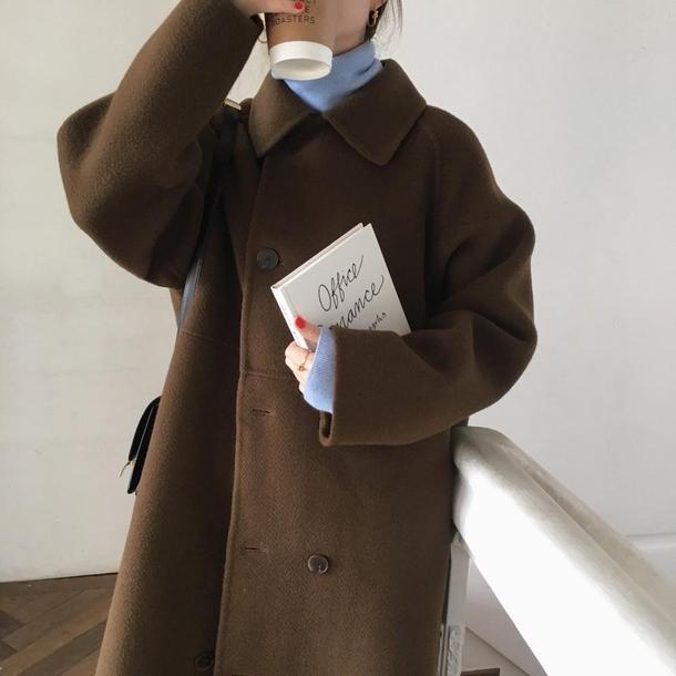 シンプルダブルボタンコート 4060-お取り寄せ4060-画像13-韓国ファッション通販POPREA［ポップリア］