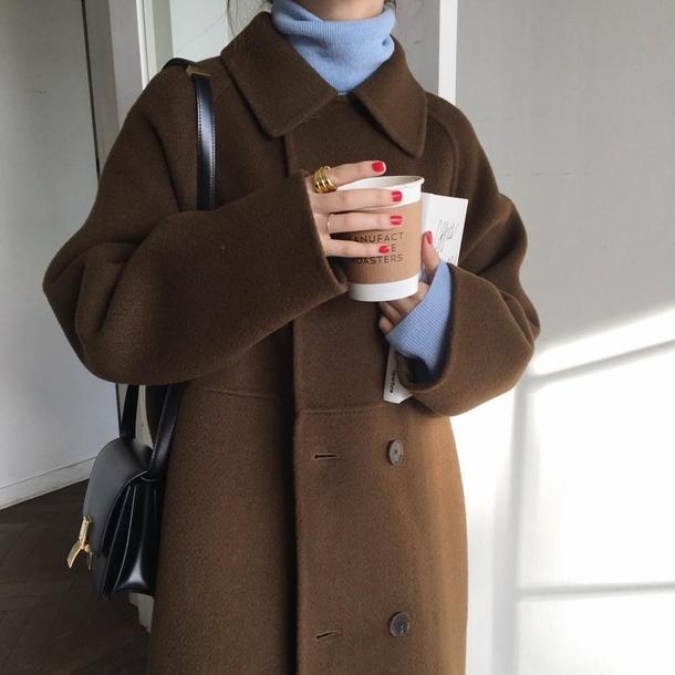 シンプルダブルボタンコート 4060-お取り寄せ4060-画像3-韓国ファッション通販POPREA［ポップリア］