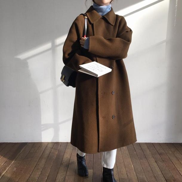 シンプルダブルボタンコート 4060-お取り寄せ4060-画像6-韓国ファッション通販POPREA［ポップリア］