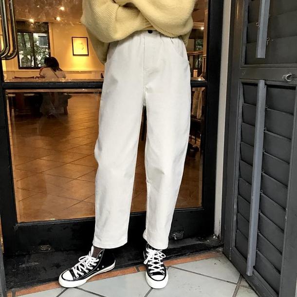 ウエストゴムカジュアルパンツ 4074-ivory_お取り寄せ40742-画像2-韓国ファッション通販POPREA［ポップリア］