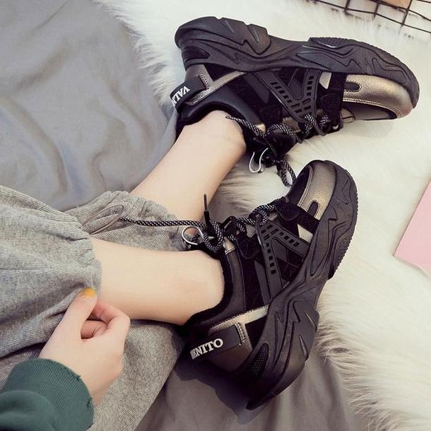 ダークカラーカジュアルスニーカー 4075-gold/35(22.5cm)_お取り寄せ40756-画像3-韓国ファッション通販POPREA［ポップリア］