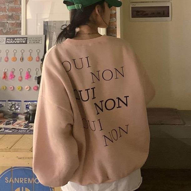 バックロゴメッセージトレーナー 4093-pink_お取り寄せ40932-画像2-韓国ファッション通販POPREA［ポップリア］