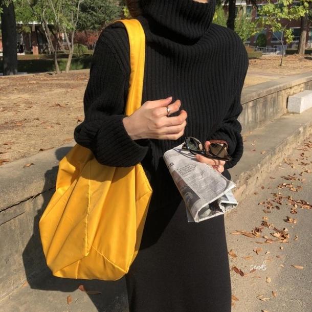 ハイネックルーズリブニット 4100-black_お取り寄せ41002-画像2-韓国ファッション通販POPREA［ポップリア］