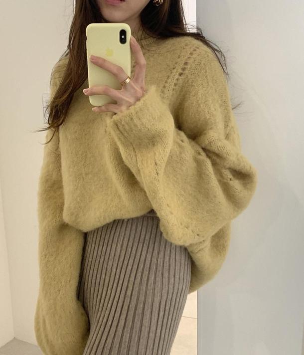 フェイクステッチウールニット 4105-yellow_お取り寄せ41053-画像3-韓国ファッション通販POPREA［ポップリア］