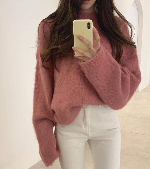 フェイクステッチウールニット 4105-pink_お取り寄せ41054-画像4-韓国ファッション通販POPREA［ポップリア］