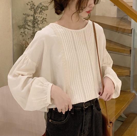 ボリュームスリーブピンタックシャツ 4111-お取り寄せ4111-画像4-韓国ファッション通販POPREA［ポップリア］